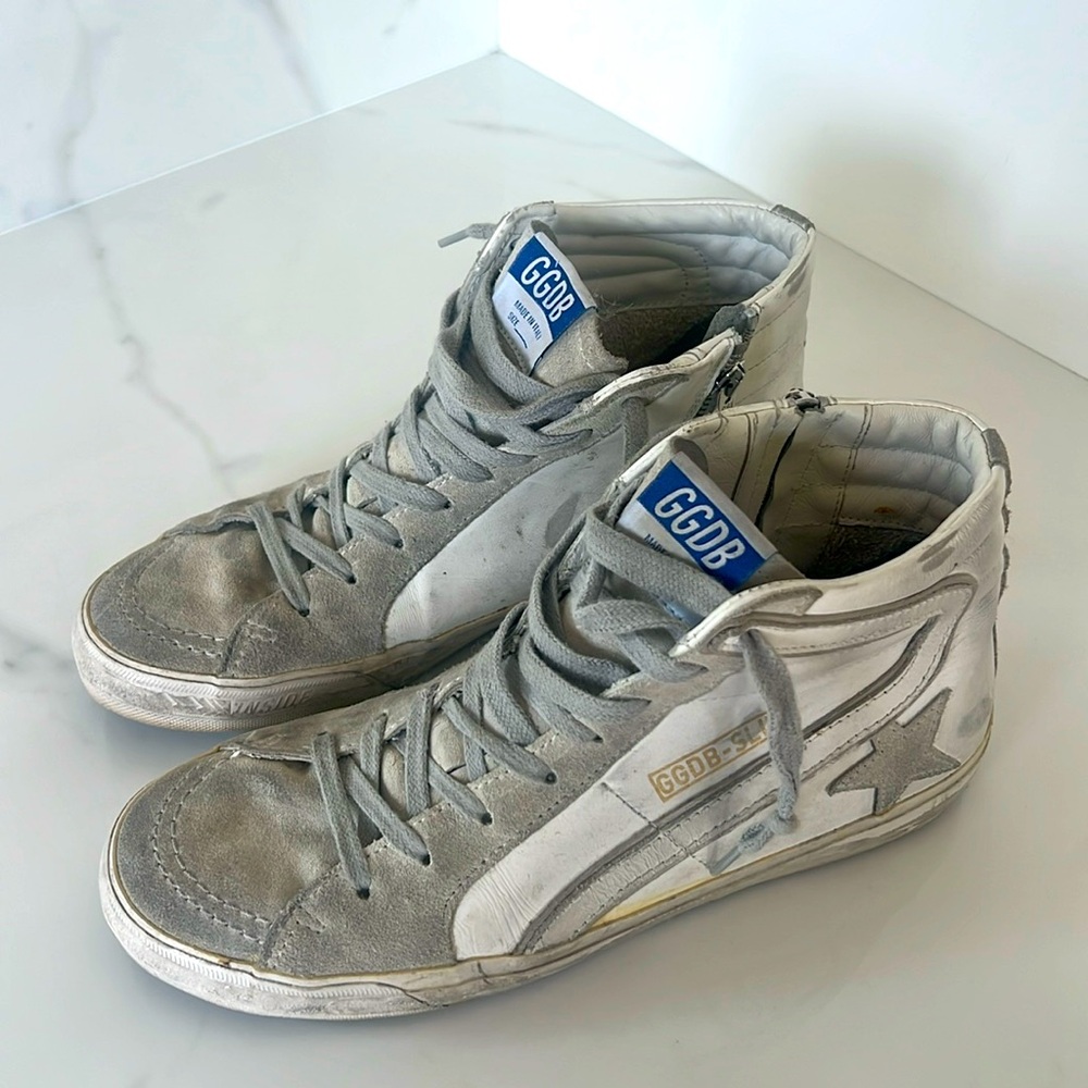 Golden Goose Women's Slide High Top Sneakers in White 40
